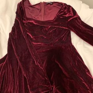 Maroon velvet skater dress